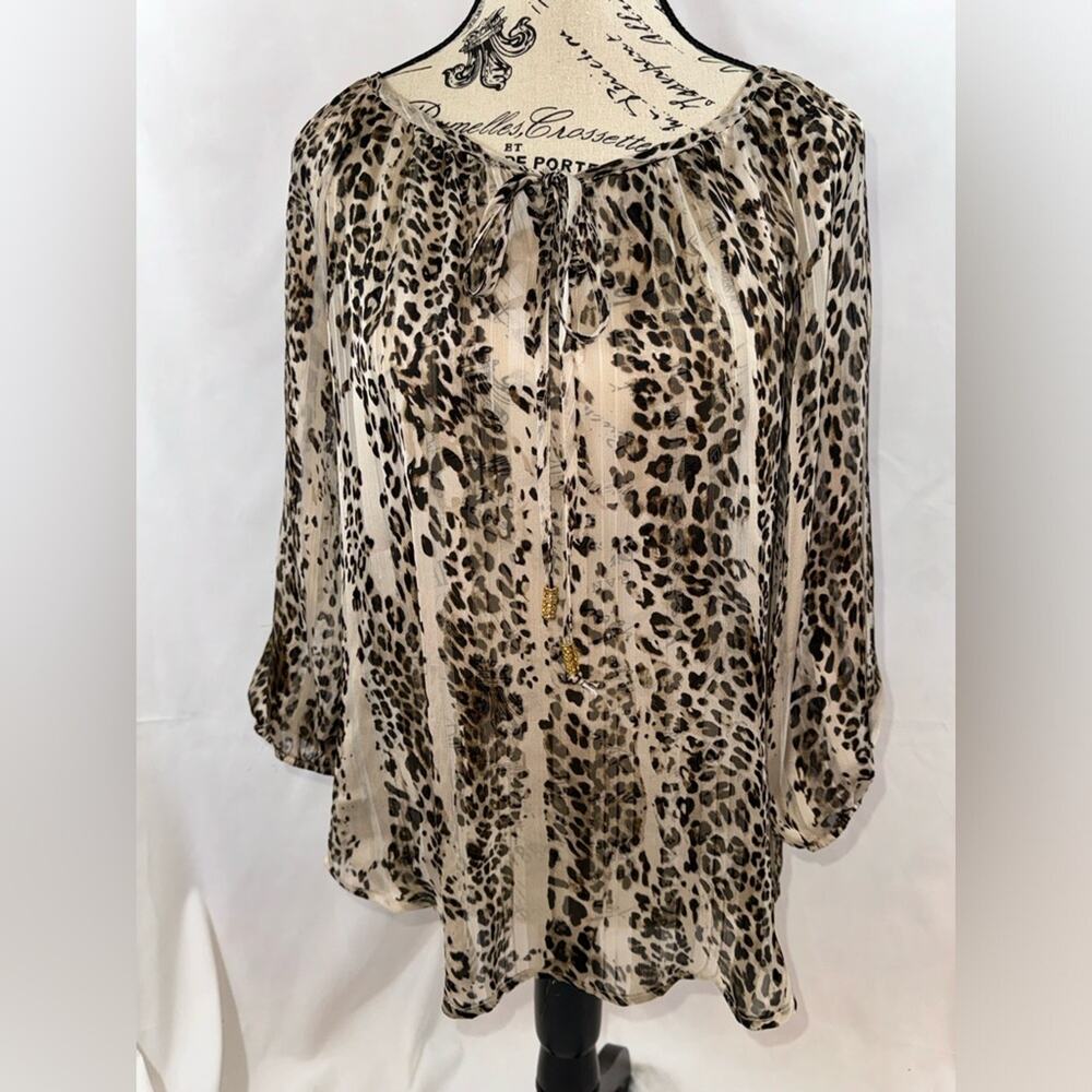 BLACK Saks Fifth Ave: Brown/Tan Animal Print Blouse